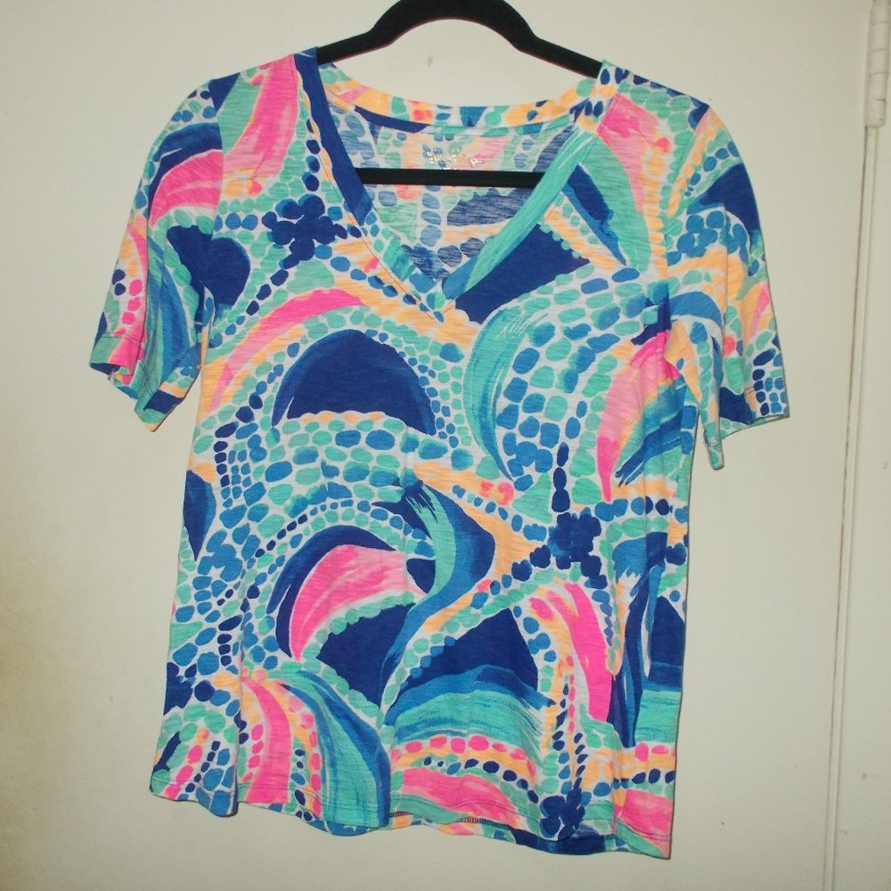 Lilly Pulitzer Patterned Tee Multi Color Size Small